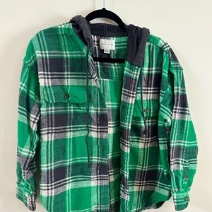 American eagle plaid shirt\jacket. Great green color. Button up with hood.